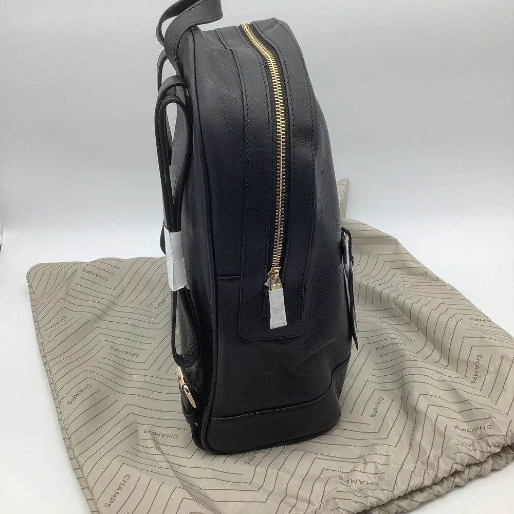 CHAMPS Black Leather RFID Protection Backpack‎ Style LCB-502 NWT